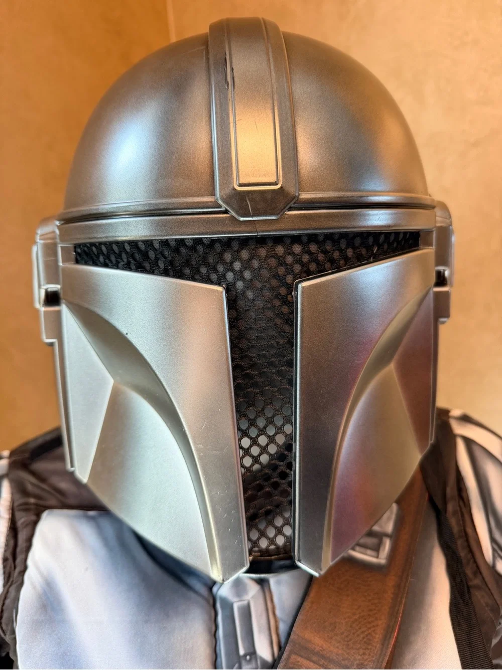Star Wars Mandalorian Costume with Orange and White Toy Gaffi Pike